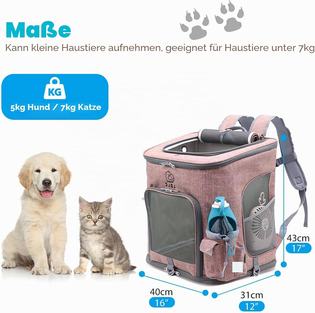 PETCUTE Hunderucksack,Faltbarer Katzenrucksack für Katzen und Hunde mit Abnehmbare Matte,Atmungsakti