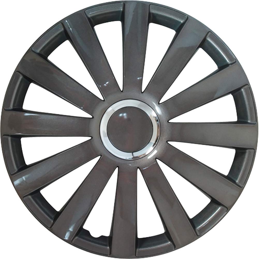 AUTO-STYLE Satz Radzierblenden Spyder 16-Zoll Gun-Metal + Chrom Ringe 16-inch Gun-Metal + Chrom Ring