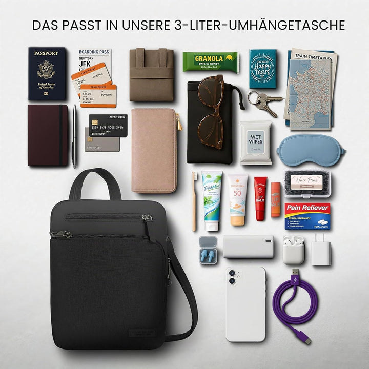 Travelon Unisex Diebstahlschutz Metro Small Crossbody Umhängetasche 9.75 x 10.75 x 2 Schwarz, 9.75 x