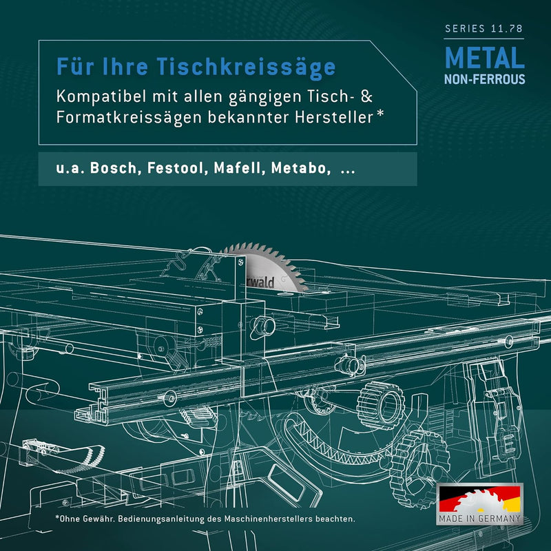 Bayerwald - HM Kreissägeblatt - Ø 250 mm x 3,2 mm x 30 mm | Trapezflachzahn positiv (60 Zähne) | Neb