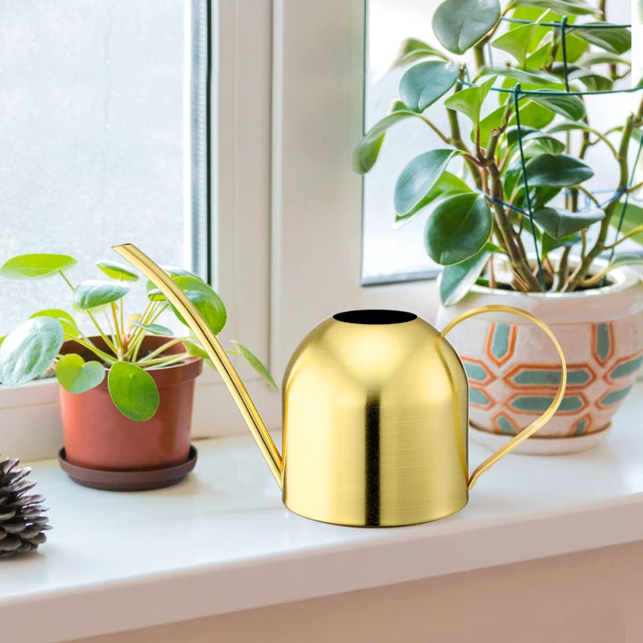 Yardwe Edelstahl Giesskanne 1000ml Giesskanne Blumengiesskanne Topf Garten Pflanzen Lange Tüllen Gie
