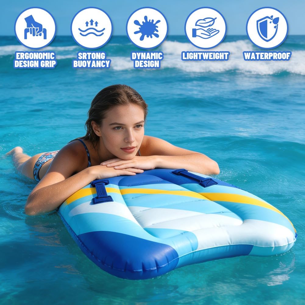 Bodyboard Aufblasbar, Aufblasbares Surfbrett, Tragbares Bodyboard Kinder mit Griffen, Aufblasbares S