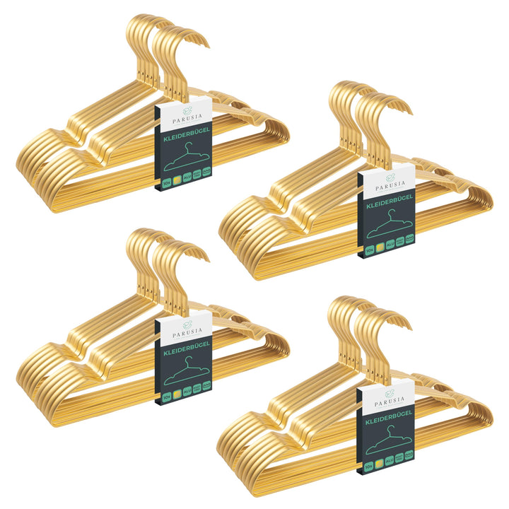 Parusia Kleiderbügel Gold, 42cm breit, 1cm stark, Kleiderbügel Metall rostfrei, formstabil, zur plat