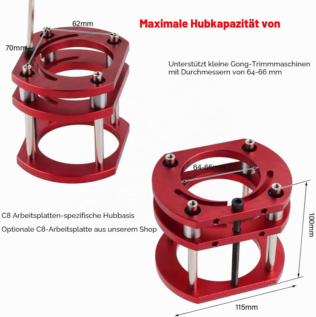 Oberfräsen-Lift, Oberfräsen-Hebesystem-Set aus Metall für Oberfräsen-Tischsägen-Einsatz-Grundplatte,
