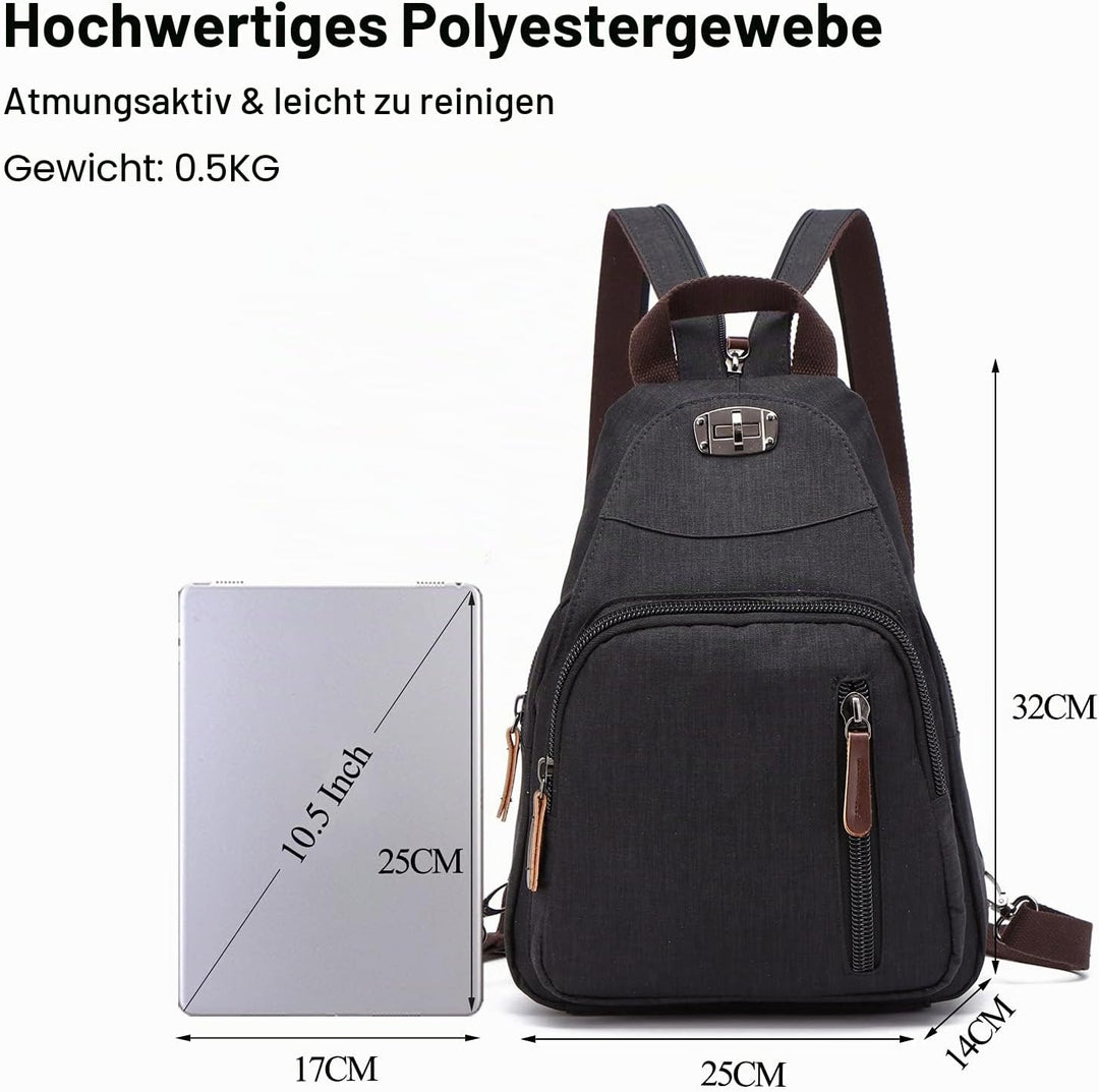 FANDARE Retro Brusttasche Sling Bag Klein Rucksack Schulranzen Umhängetasche Schulrucksack Sporttasc