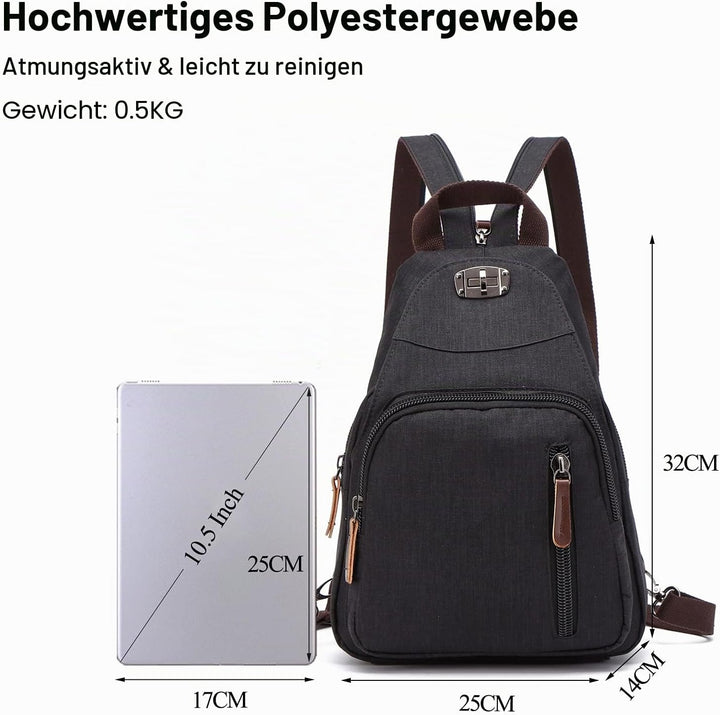 FANDARE Retro Brusttasche Sling Bag Klein Rucksack Schulranzen Umhängetasche Schulrucksack Sporttasc
