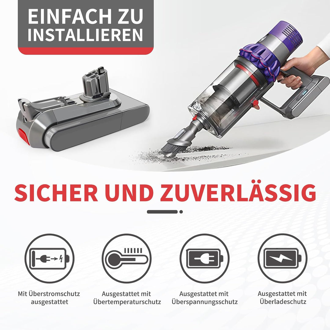 3950-mAh-Akku für V11/V15 Akku-Staubsauger, Ersatzakku 25,2 V, V11