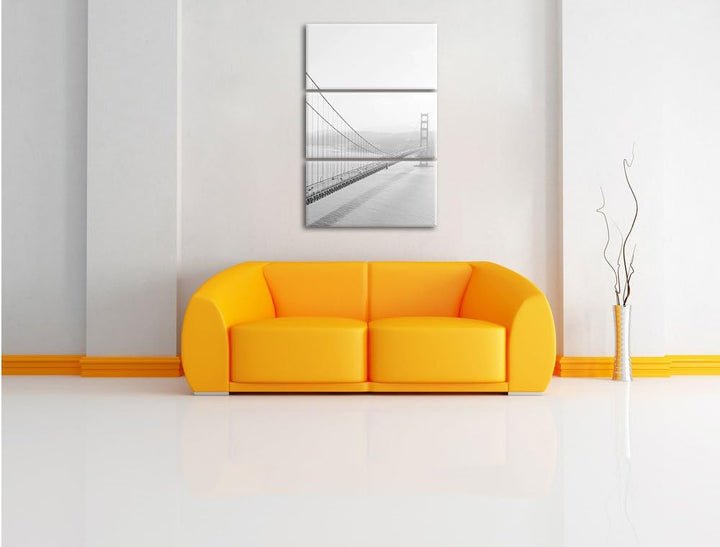 Pixxprint Golden Gate Bridge San Francisco / 3-Teilig/Gesamtmass 120cm Leinwandbild bespannt auf Hol