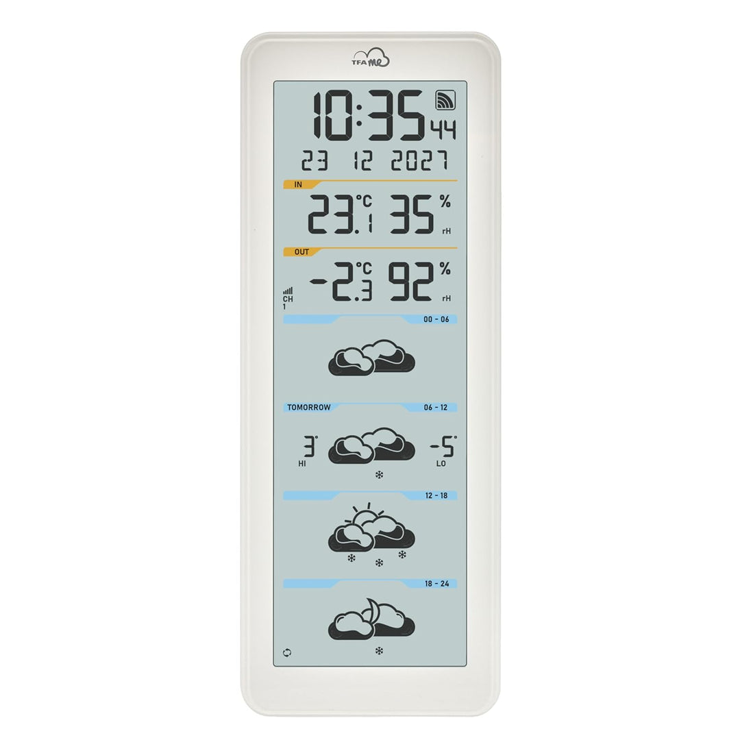 TFA.me 35.8108.02 ID-06, WLAN Funkwetterstation, 4 Tage Profi-Wetterprognose, wetter.com, 40 verschi