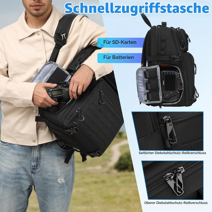 Kamerarucksack DSLR SLR Kameratasche wasserfest Fotorucksack für Canon Nikon Sony Kamera Drohne Obje