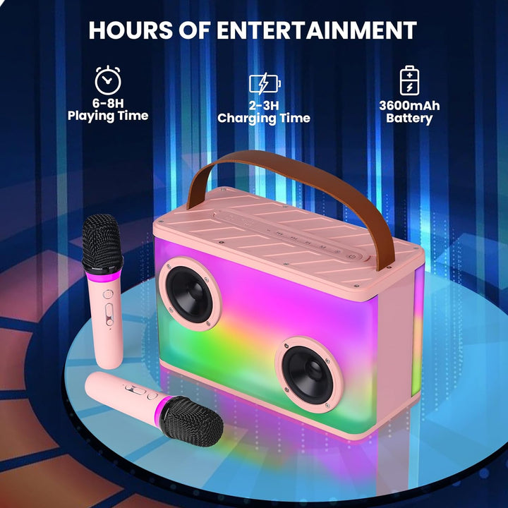 BONAOK Karaoke Anlage mit 2 Mikrofonen, Bluetooth Mikrofon Mit Lautsprecher, Tragbare Karaoke Maschi