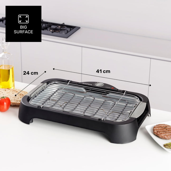 Taurus - Elektrischer Grill Maxim’s | 2400W | Grillfläche 41x24 cm | Einstellbares Thermostat | Wass