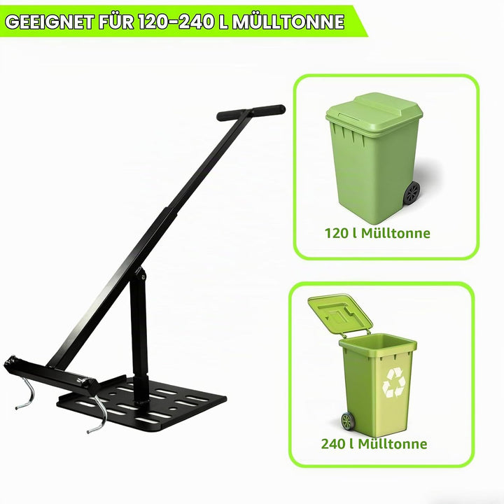 Manuelle Müllpresse Handwerkzeug, Mülltonnen Presse, 240L Mülltonne, Höhenverstellbar, Küchen- und G