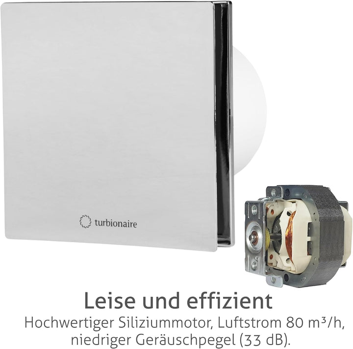 Turbionaire Arte 100 SC Bad Ventilator 100mm Verchromt für die Evakuierung Standard für Bad, Küche,