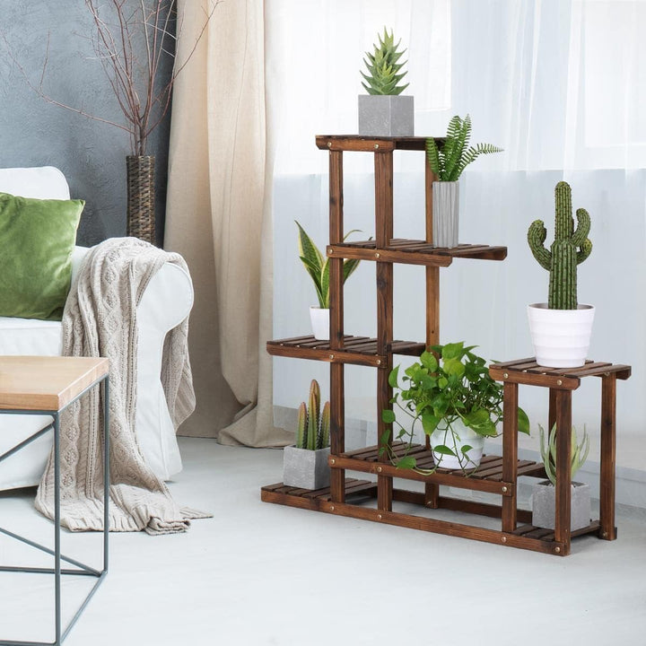 Yaheetech 2X Pflanzenregal Holz Blumenregal 5 Ebenen Blumentreppe Holzregal Blumenbank Balkon Garten