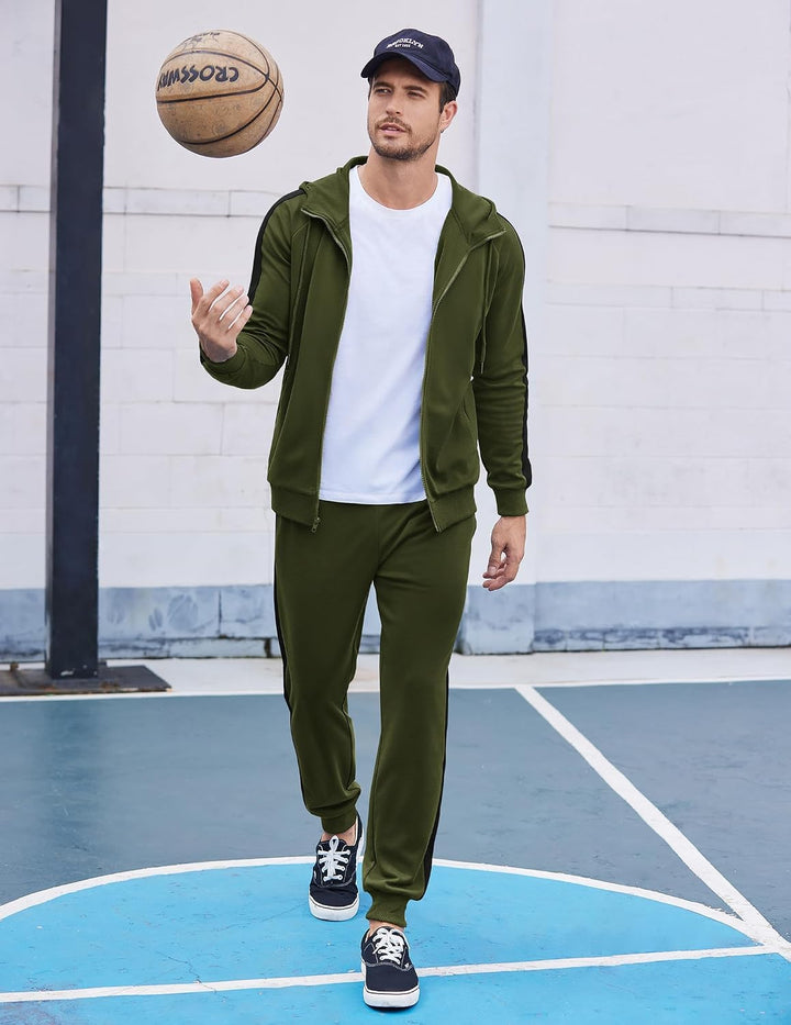 COOFANDY Trainingsanzug Herren Jogginganzug Tracksuit Sportanzug Jogginghose mit Hoodie Kapuze Set X