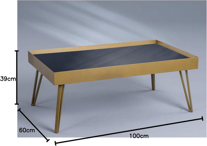 M2 Kollektion Tom 3 Couchtisch/Sofatisch, Metall, schwarz, gold, B/H/T= 100x39x60cm