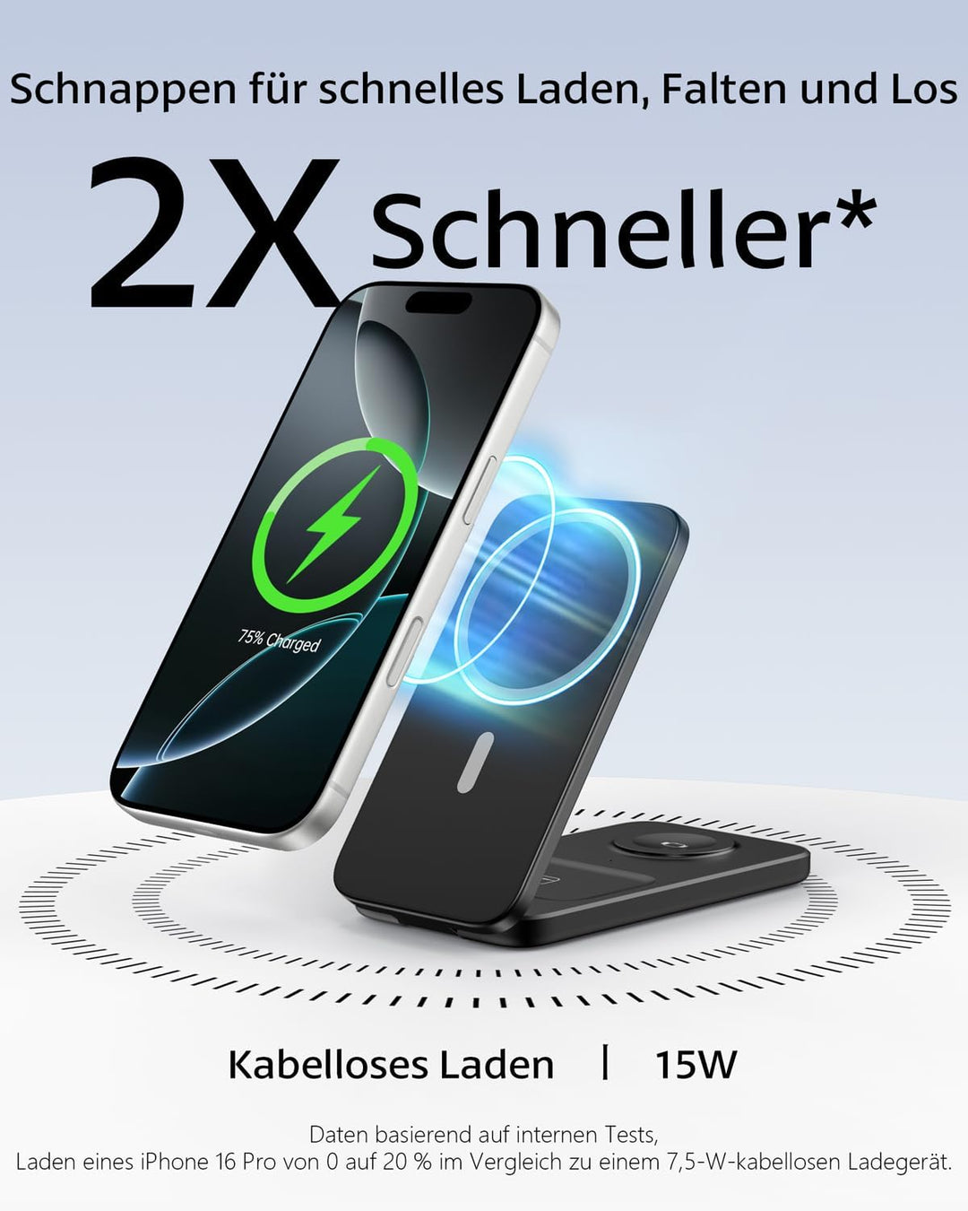 Ladestation Apple Watch und iPhone, Magnetische 3 in 1 Ladestation für iPhone 17/16/15/14/13/12 Seri