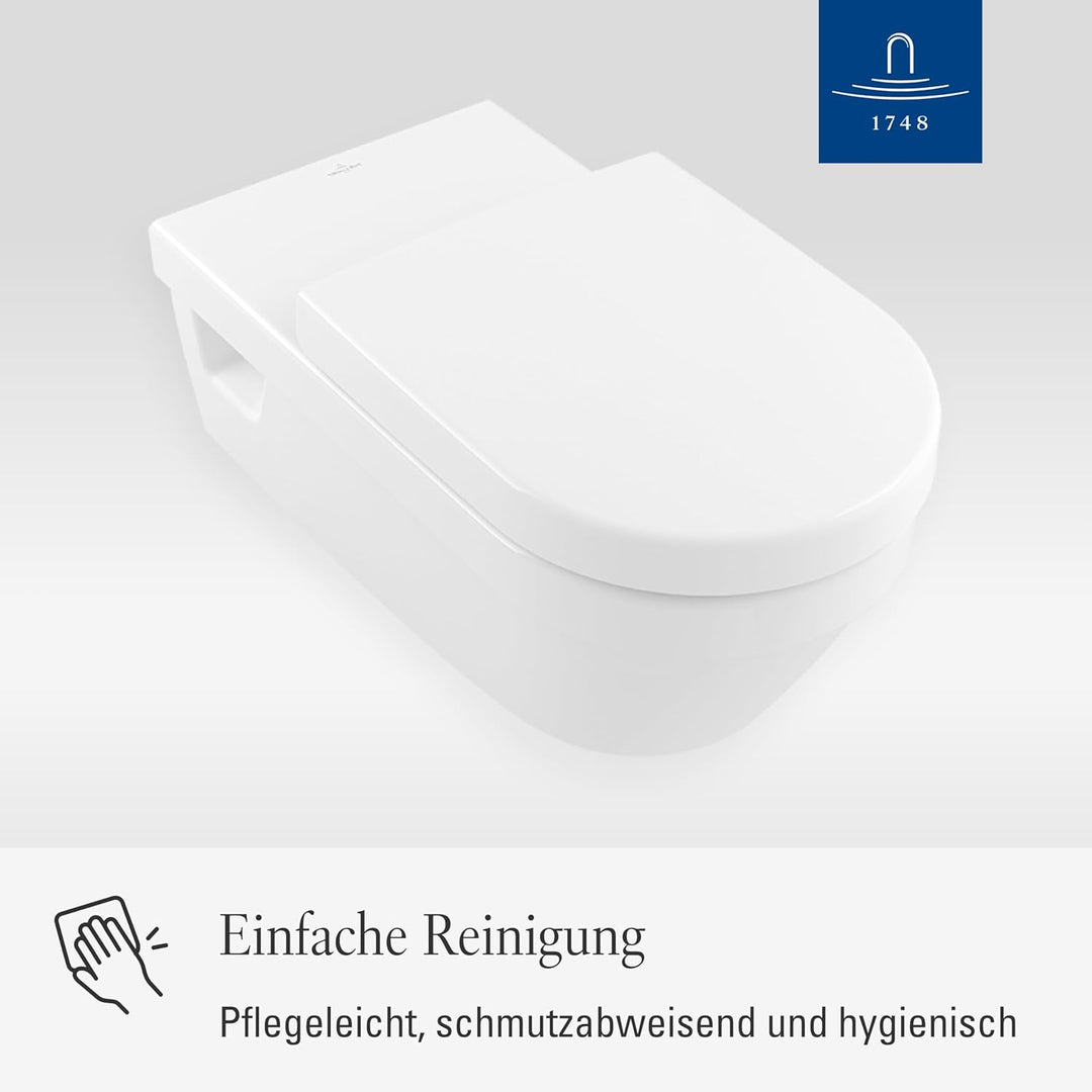 Villeroy & Boch ViCare WC-Sitz barrierefrei, Toilettendeckel mit Absenkautomatik, abnehmbarer Toilet