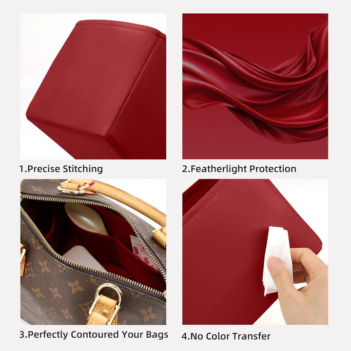 DGAZ Handtaschen Organizer Einsatz, Seide Handtaschenorganisator für LV Speedy Nano/20/25/30/35/40/4