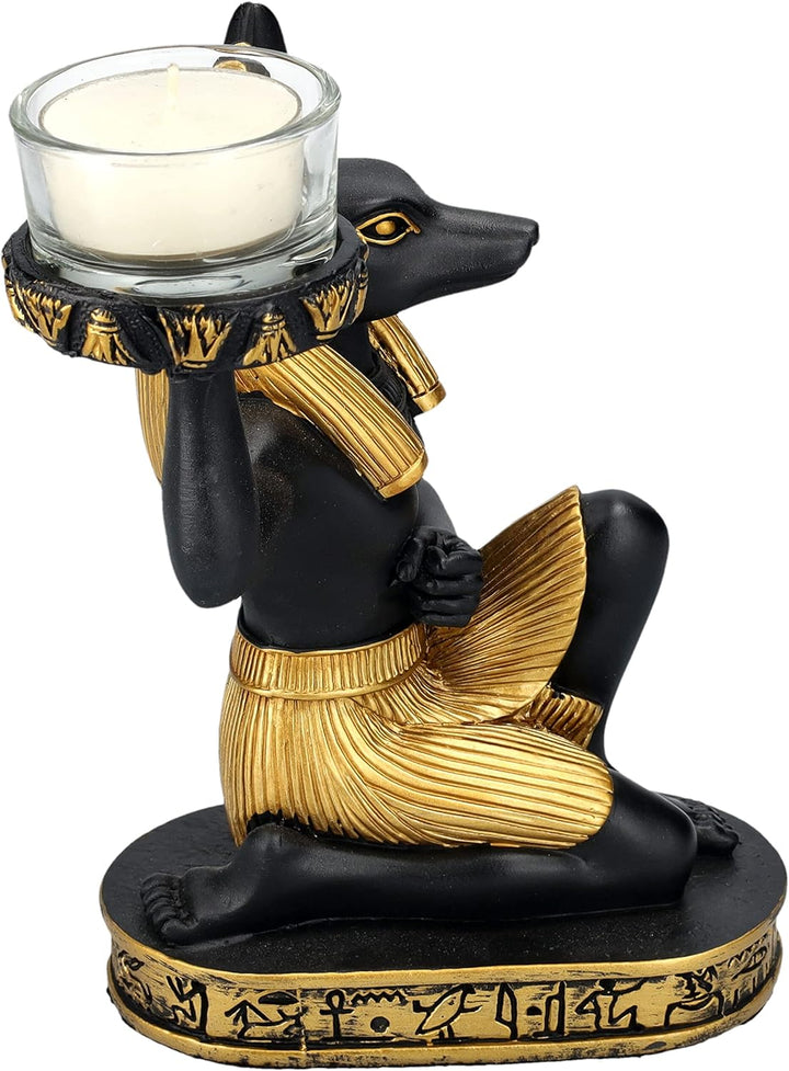 Teelichthalter Anubis Figur kniend | Ägyptische Deko