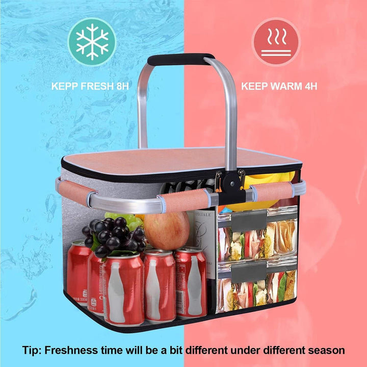 LIQINGG 35L Kühltasche Einkaufskorb Grosse isolierte Kühlkorb Lunchtasche Thermotasche für Büro Camp