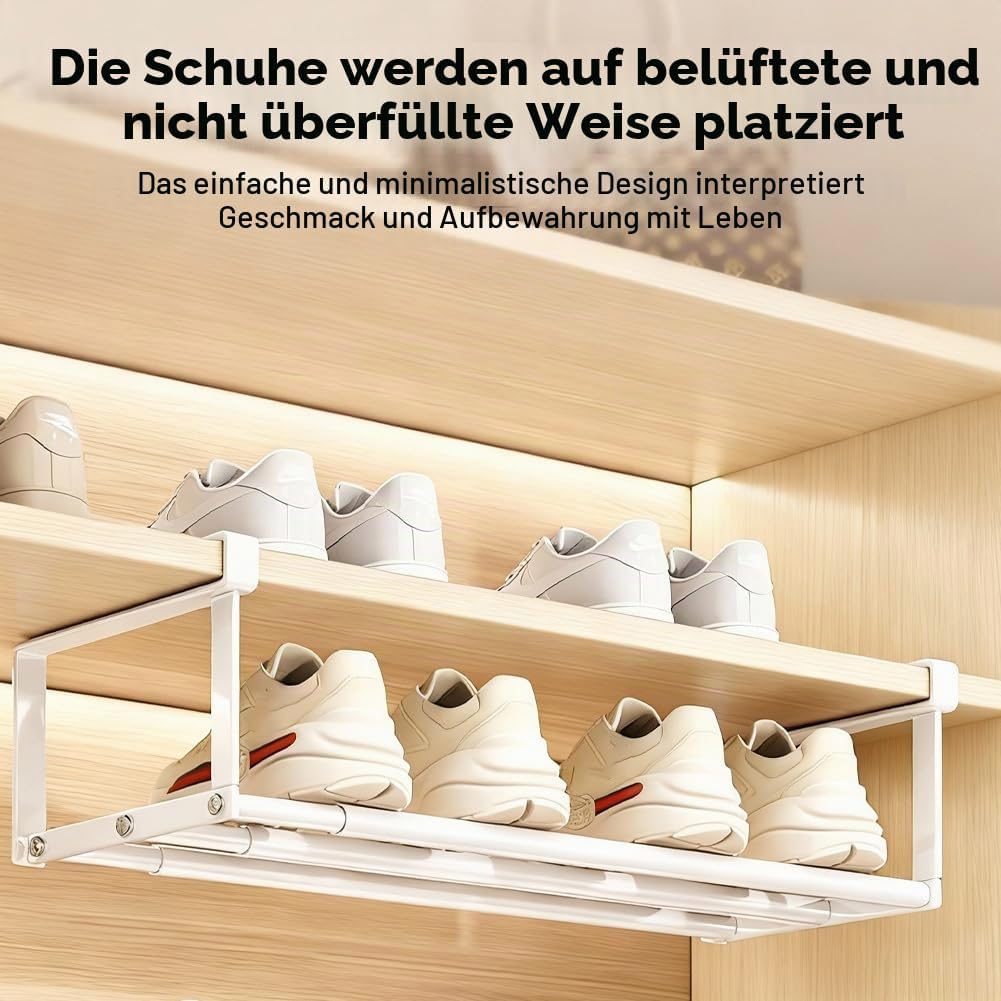 RANJIMA Unterregal Hängekorb Ausziehbar, Hängendes Schuhregal Organizer im Schrank, Verstellbarer 40