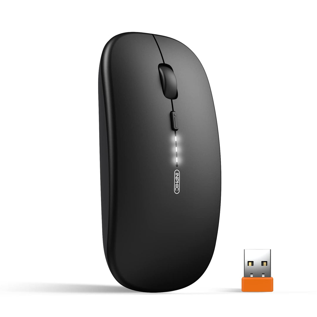 inphic Maus Kabellose wiederaufladbar, Ultra Slim 2.4G Leise Funkmaus Optische Computermaus 2400 DPI