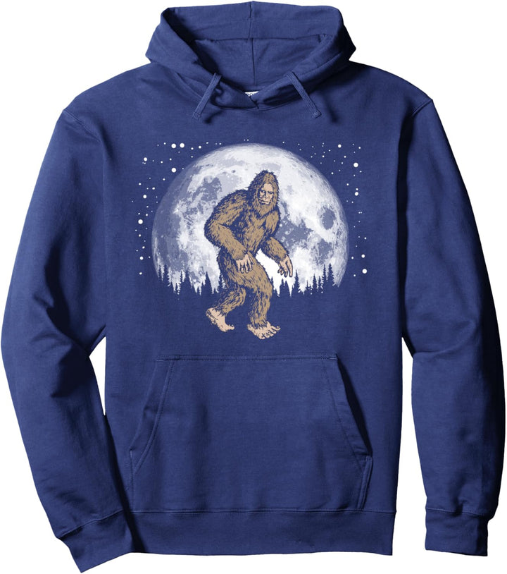Retro Bigfoot Silhouette Moon and Stars Vintage Sasquatch Pullover Hoodie