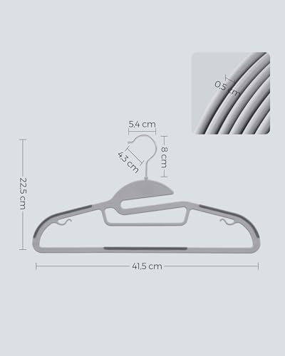 SONGMICS Kleiderbügel Kunststoff, 50er Set, Bügel mit U-förmiger Öffnung, platzsparend, 0,5 cm dick,