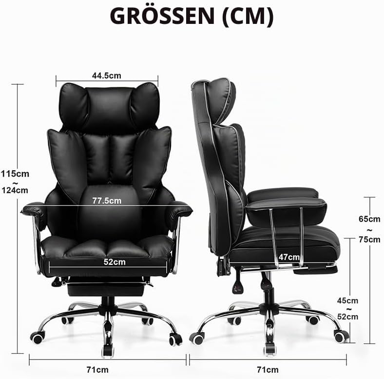 GTPLAYER Gaming Stuhl, Gamer Stuhl, Ergonomischer Bürostuhl mit Fussstütze, Kunstleder, Federsitzkis