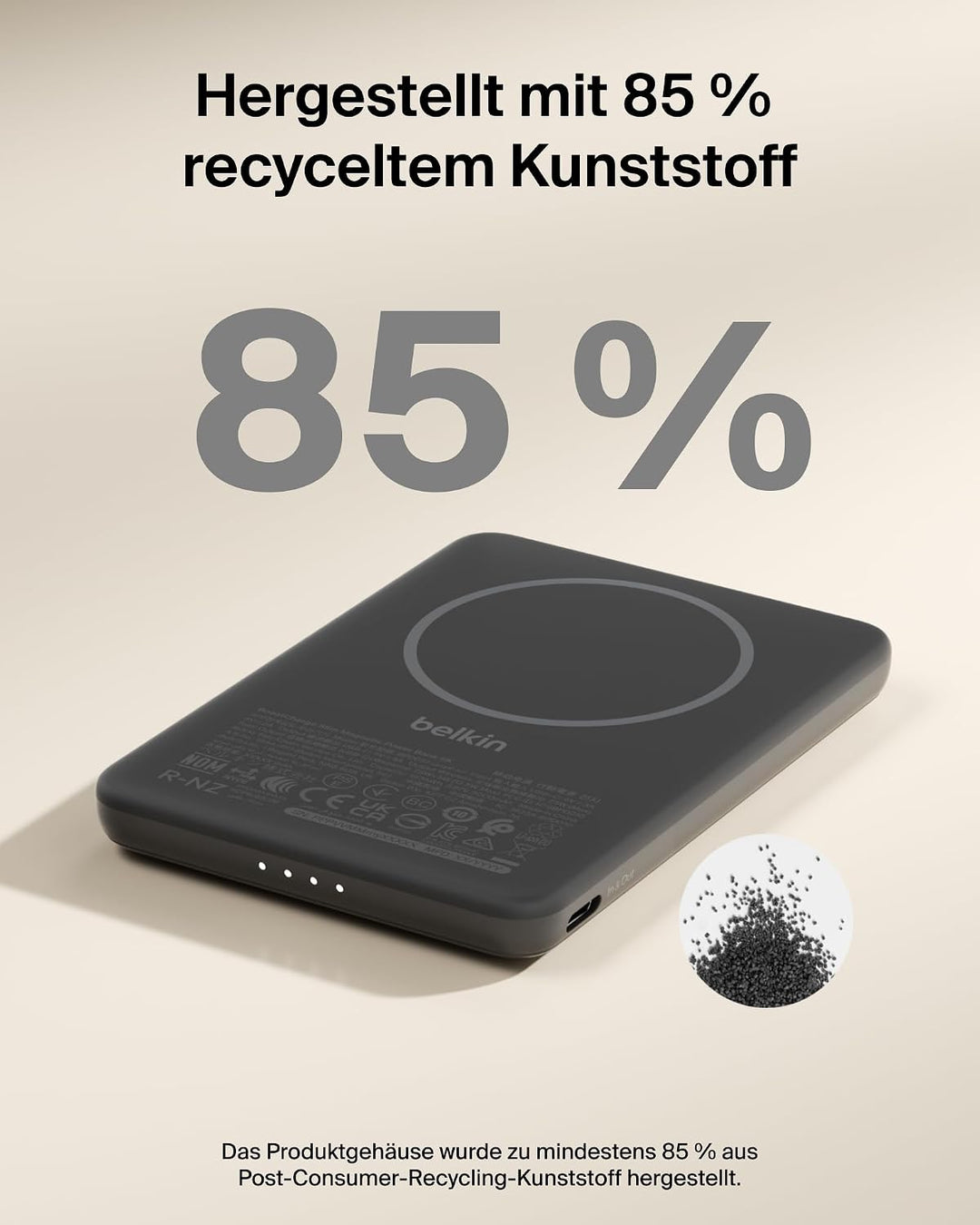 Belkin BoostCharge 5000mAh Magnetische Power Bank, USB-C-Port – Schwarz | 5K Powerbank Kabellos, Mag