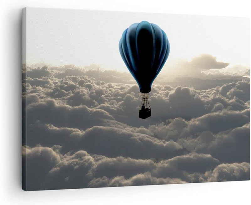 Bilder auf Leinwand Wolke Ballon Himmel Leinwandbild mit Rahmen 70x50cm Wandbilder Dekoration Wohnzi