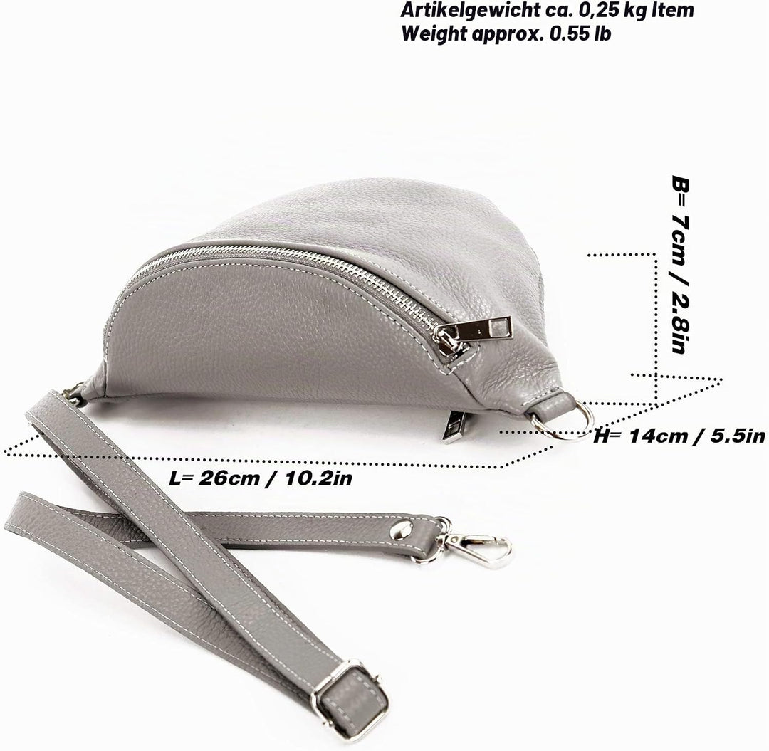 modamoda de - T211 - ital. Hüfttasche Bauchtasche Brusttasche Medium aus weichem Leder, Farbe:Senfge