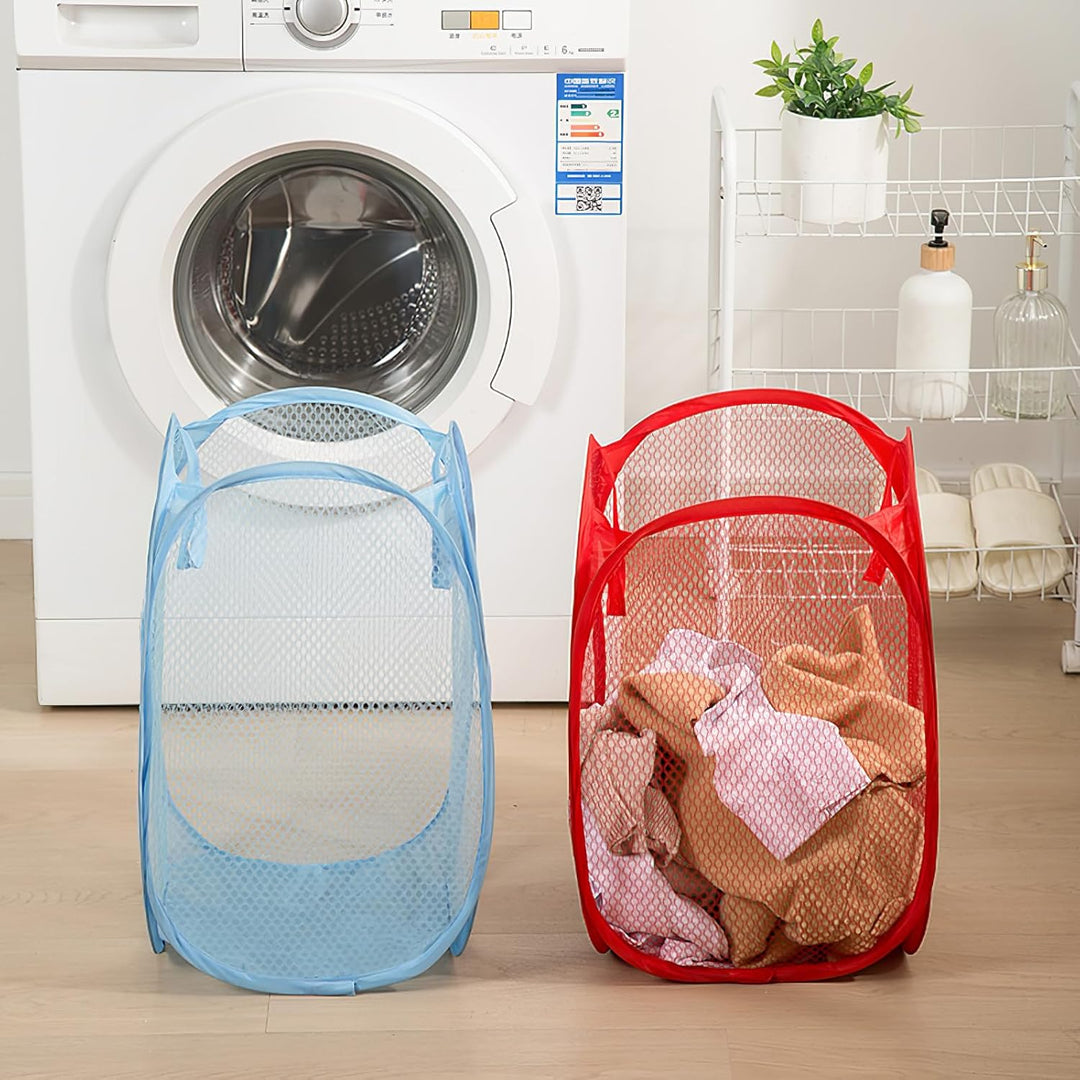 LIFEDYLUK 5 Pack Wäschekörbe Faltbar, Pop Up Laundry Basket Blau, Gelb, Rot, Lila, Grün, Mesh Aufbew