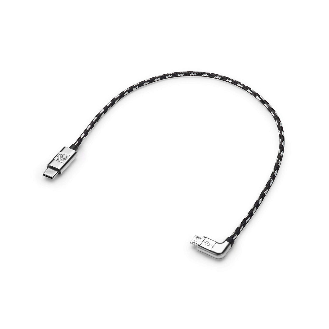 Volkswagen Original Zubehör 000051446AB Kabel VW USB-C auf Micro-USB Premiumkabel 30 cm Ladekabel Da