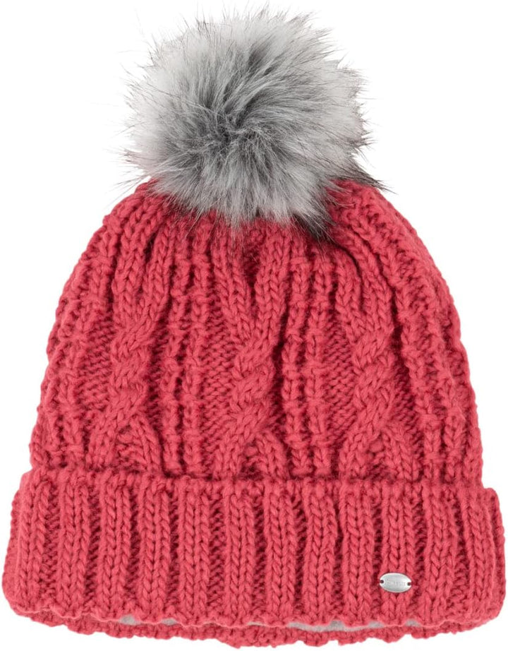 PIKEUR Damen Mütze mit Fell-Imitat-Bommel Herbst/Winter 2021 55 Middle Grey, 55 Middle Grey