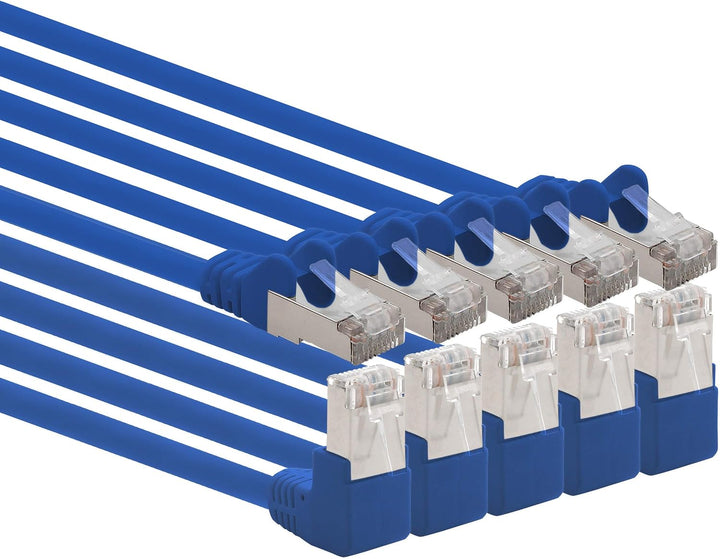 1aTTack.de 366222 Cat.6 Netzwerkkabel Winkel 90 Grad 5m - blau - 5 Stück - Cat6 Patchkabel (SFTP PIM