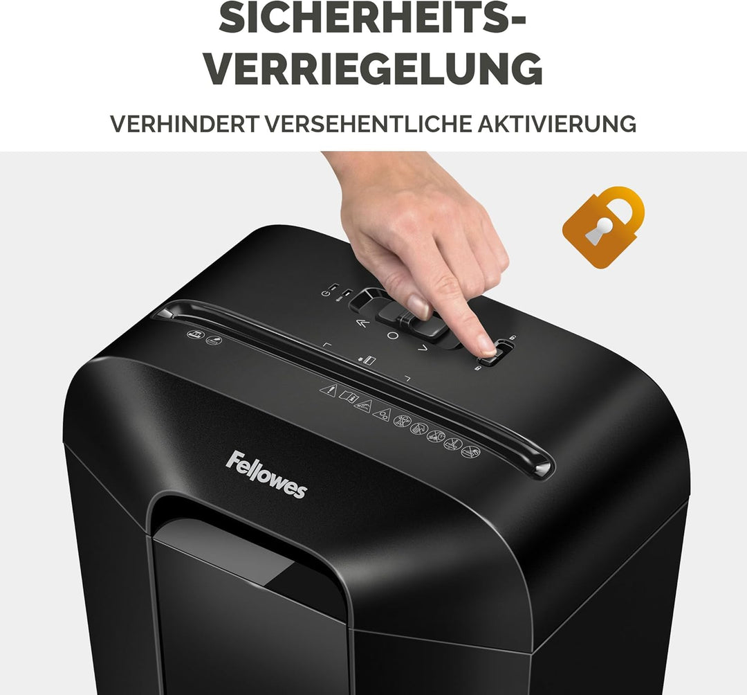 Fellowes Aktenvernichter 9 Blatt (P4), Papierschredder mit Partikelschnitt für Homeoffice, Powershre