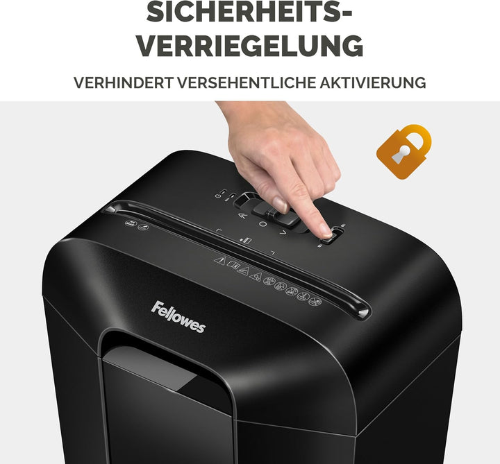 Fellowes Aktenvernichter 9 Blatt (P4), Papierschredder mit Partikelschnitt für Homeoffice, Powershre