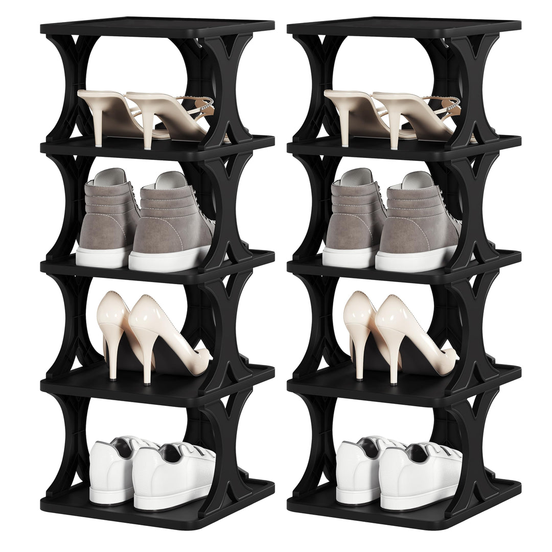 WOLTU Schuhregal mit 5 Ebenen, 2er Set, Schuhablage schmal, Schuhorganizer Schuhaufbewahrung platzsp