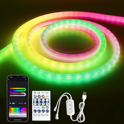 Bluetooth USB RGBIC Neon LED Strip Seil 3m, LED Streifen Neon Outdoor Dimmbar Led Lichtschlauch Led