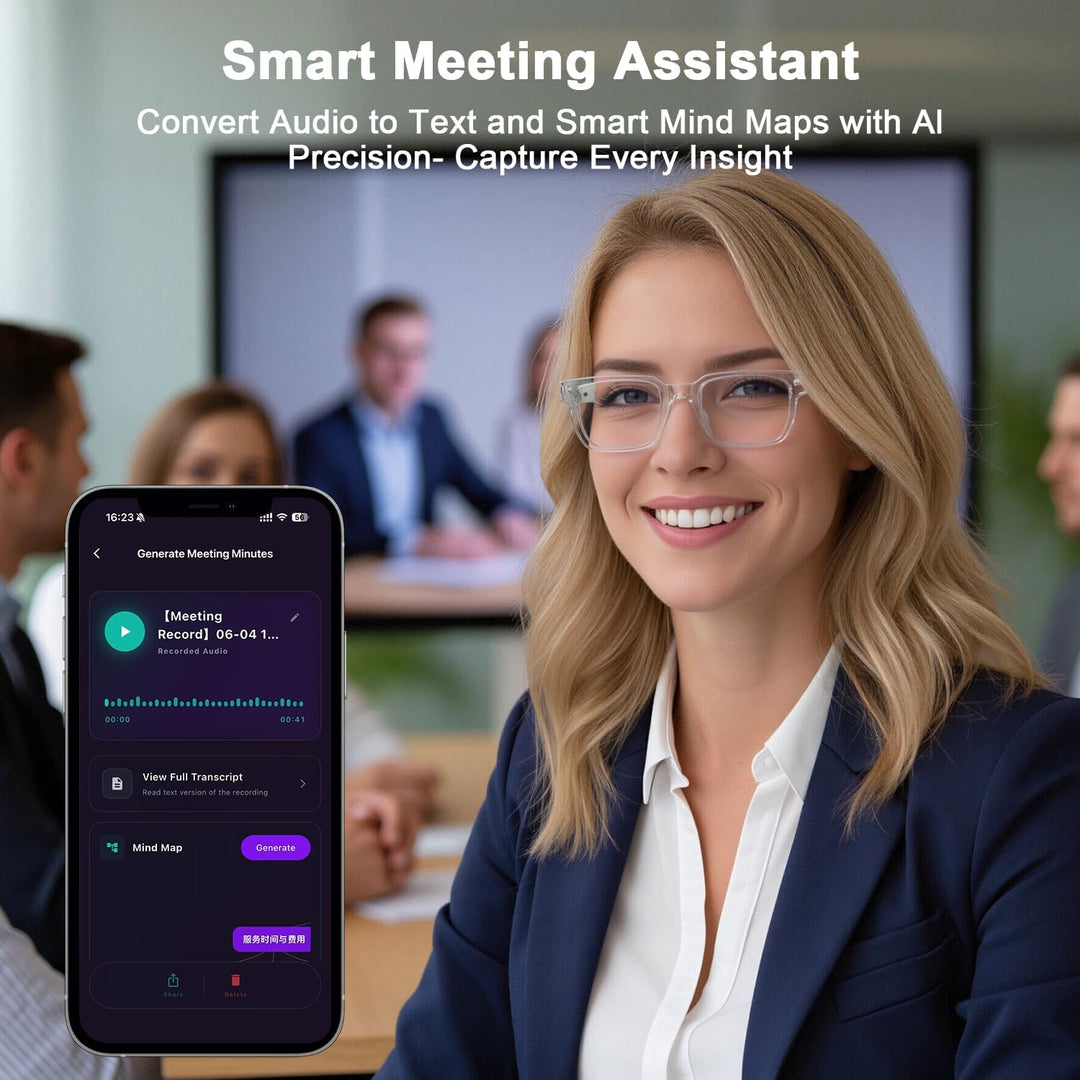 2026 AI Smart Brille Für Reisen, Meetings und Business | 160+ Sprachen, Farbwechsel-Linsen, Integrie
