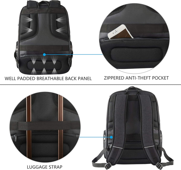 KROSER Laptop Rucksack 17,3'' Business Rucksack Schulrucksack Grosser Wasserdicht Taschen Reise Back