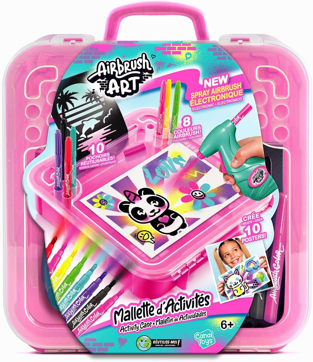 Canal Toys - Airbrush Art - Poster-Bastelset - Elektronisches Spray für Airbrush-Effekte - 10 Poster