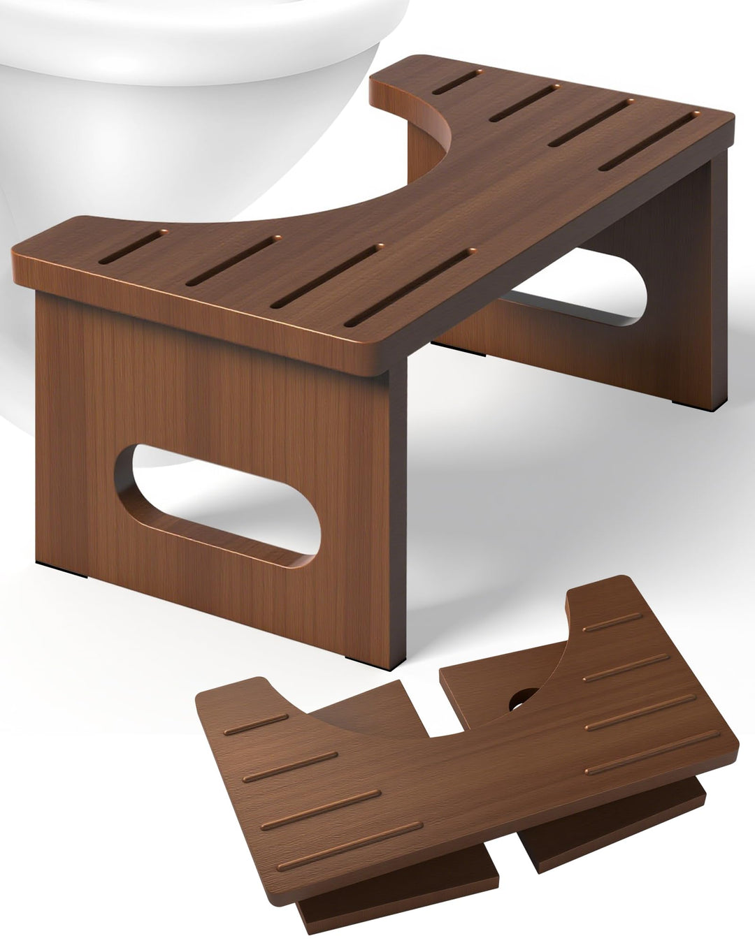 Toilettenhocker Holz, Klappbarer WC Hocker für Erwachsene, Toilettenhocker Erwachsene,Tritthocker Kl