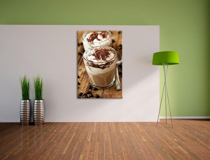 Leckerer Cappuccino mit Schokostreusel Format: 100x70 auf Leinwand, XXL riesige Bilder fertig gerahm
