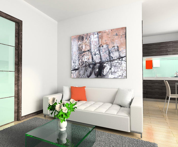 Paul Sinus Art 80x60cm Fotoleinwand Leinwanddruck Kunstdruck Wandbild schwarz grau beige weiss