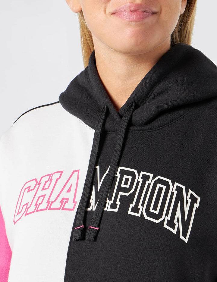 Champion Damen Legacy Color Punch W-Light Powerblend Colorblock Fleece Kapuzenpullover XS Schwarz/Of