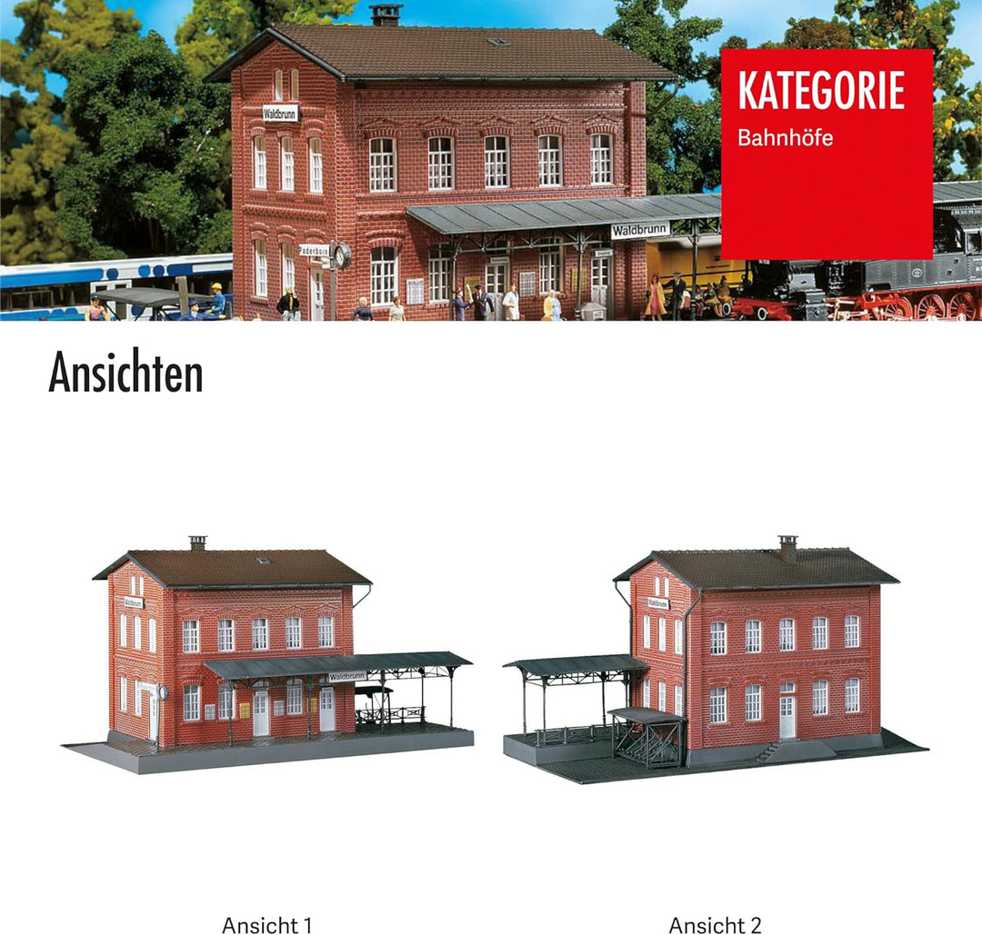 FALLER Bahnhof Waldbrunn Modellbausatz mit 82 Einzelteilen 240 x 125 x 135 mm I Modelleisenbahn Zube
